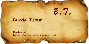 Burda Timur névjegykártya